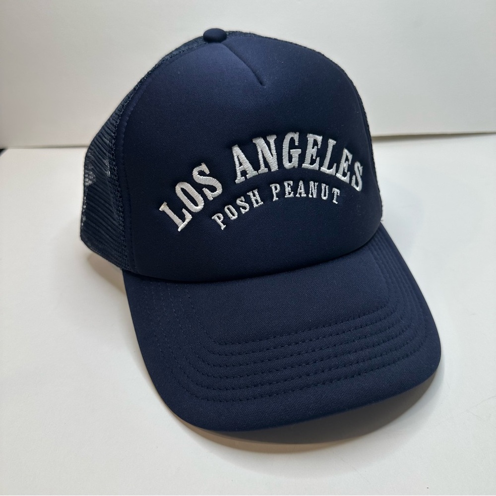 NEW Posh Peanut Adult Varsity Cap Los Angeles trucker hat navy blue